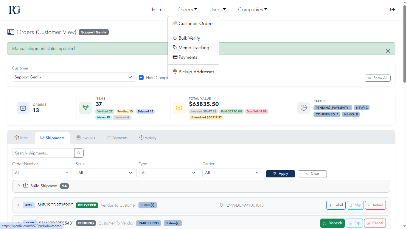 Memo Tracking Dashboard